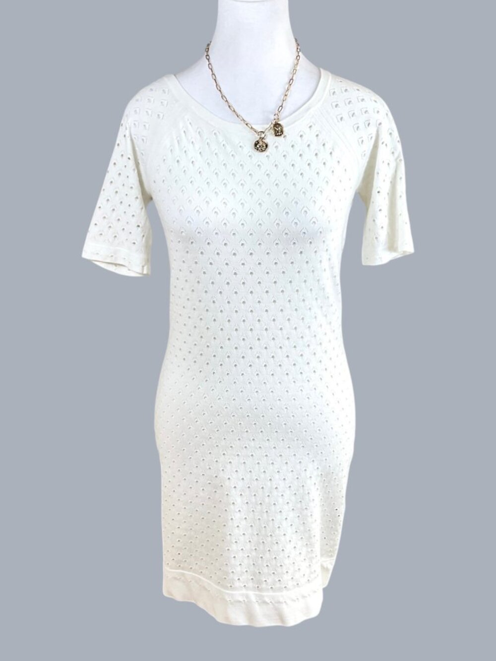 Rag & Bone Knit Dress Short Sleeve Ivory (S)